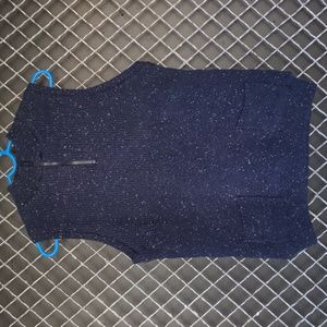 XL dark blue speckled knit vest thick fleece lined w/ 1/4 zipper Cat & Jack